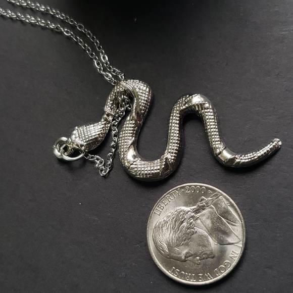 Snake 🐍 Pendant Necklace. Silver Chic Design. NWT - Picture 4 of 9